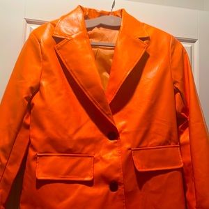 Orange faux leather jacket